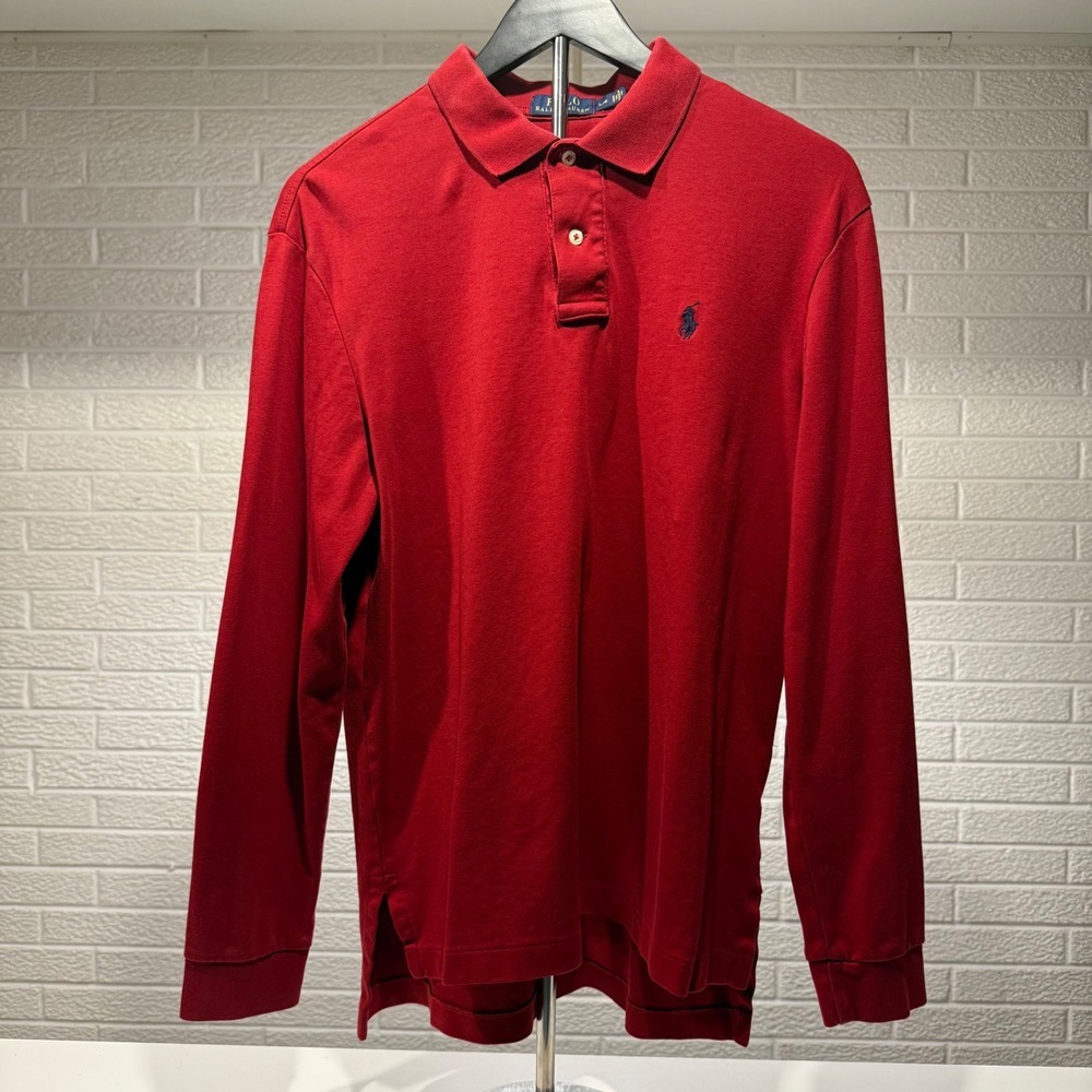 Polo Ralph Lauren Mens Long Sleeve Polo Shirt Red Pony Logo‎ Casual